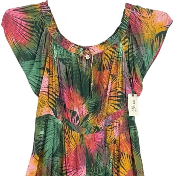 NWT Terra & Sky Women's Off Shoulder Tropical Palm Maxi Dress Size 3X  (24W-26W) - Picture 4 of 13